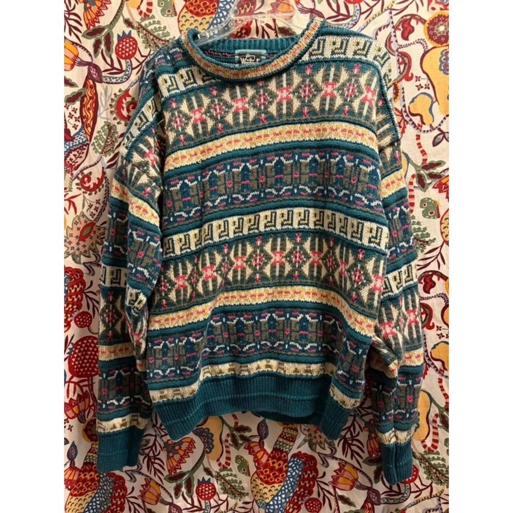 Vintage 90's Woolrich Wool Pattern Men's Knit Sweater Size Med USA Made